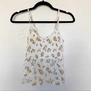 White Floral Eyelet smocked Peplum Tank